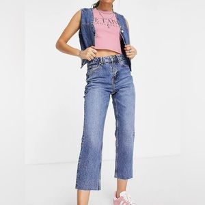Topshop Petite raw hem straight jeans